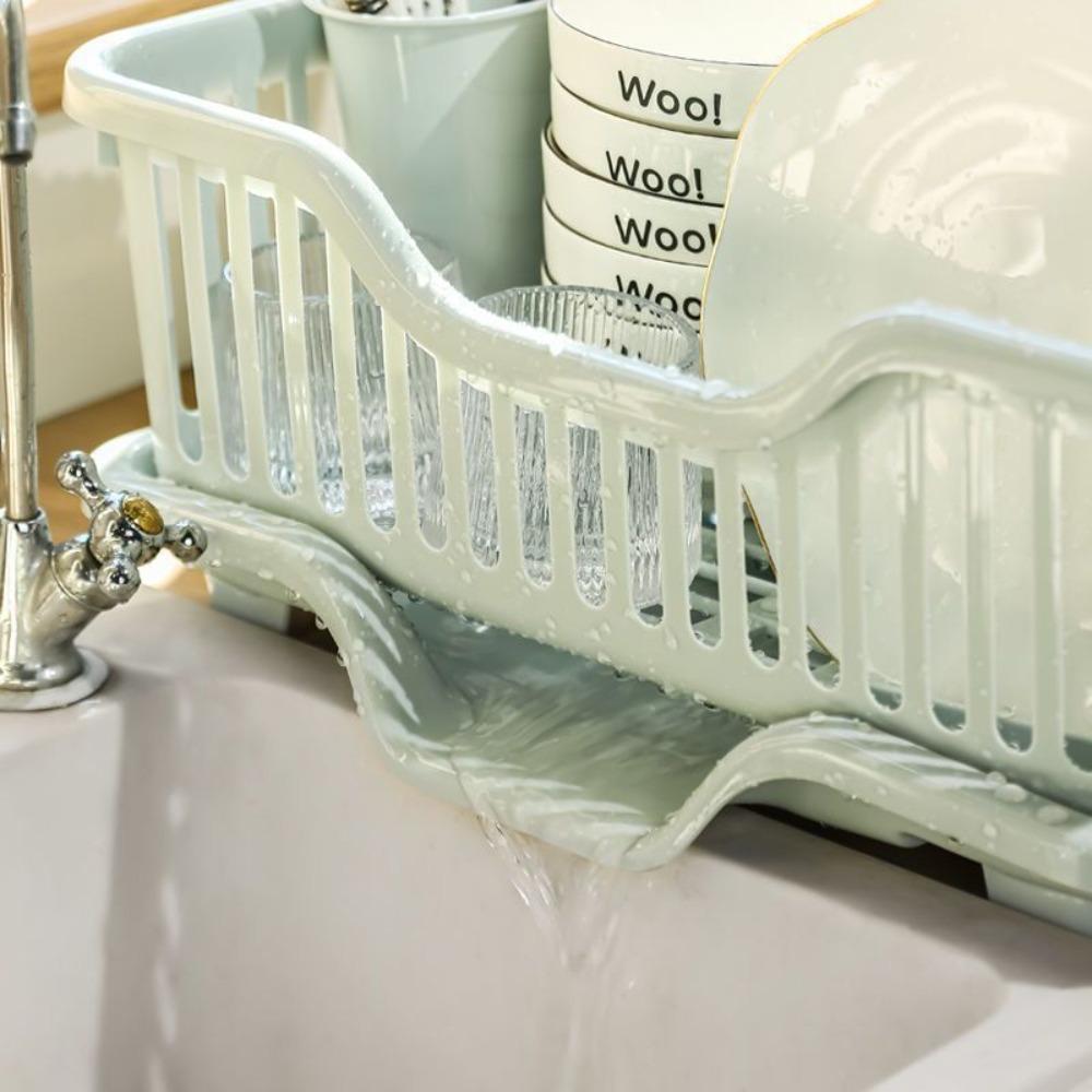 Dish Drying Rack Kitchen Utensils Drainer Rack with Drain Board Countertop Dinnerware Plates Bowls Chopsticks Spoons Organizer