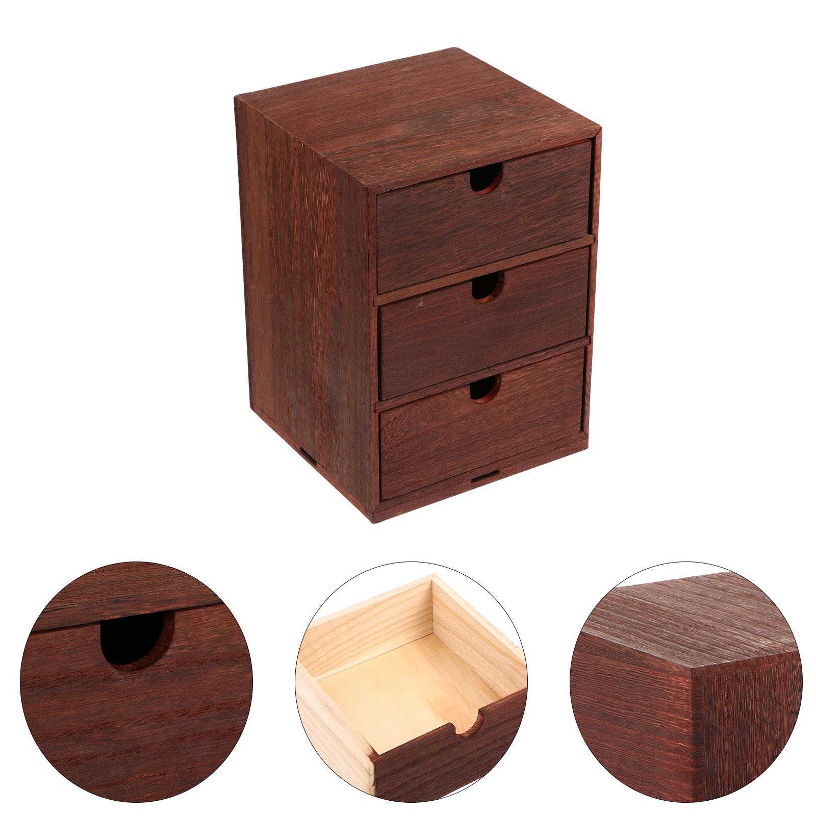 1pc Multi Functional Drawer Wooden Box Storage Boxes Bins Desktop ganizer Container Home Storage Premium Wood Compact 2 layers 8160₽