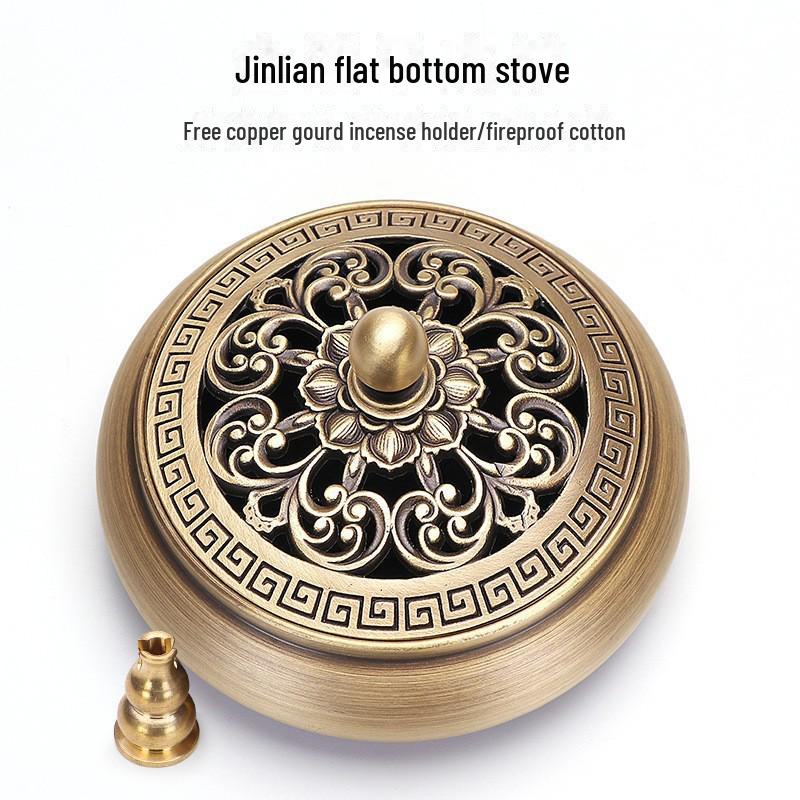 Jinlian Räuchergefäß aus Messing mit flachem Boden für den Heim- und Innenbereich