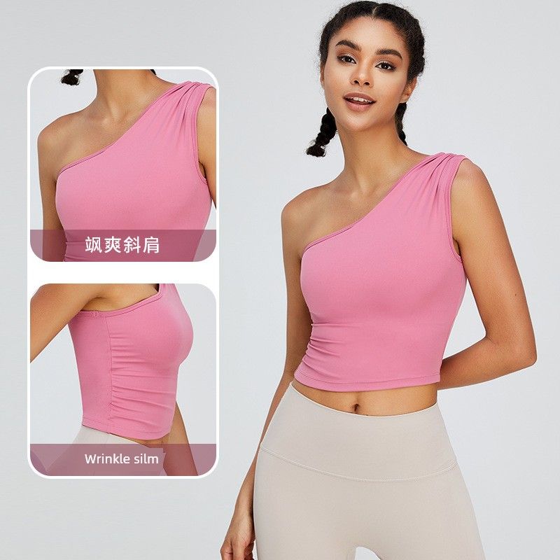 With Chest Pad Export New Summer Running Exercise Vest Women's Yoga Clothing Top Sleeveless Beauty Back Workout Yoga Vest