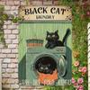 Metal Wall Art Sign, Vintage Laundry Room Decor, Black Tin Sign Wash Dry Fold Repeat, Home Poster