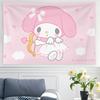 Sanrio Family 25 Pink Heart Printed Tapestry Kawaii Anime Wall Decor Cute Sanrio Character Party Background Playful Character De