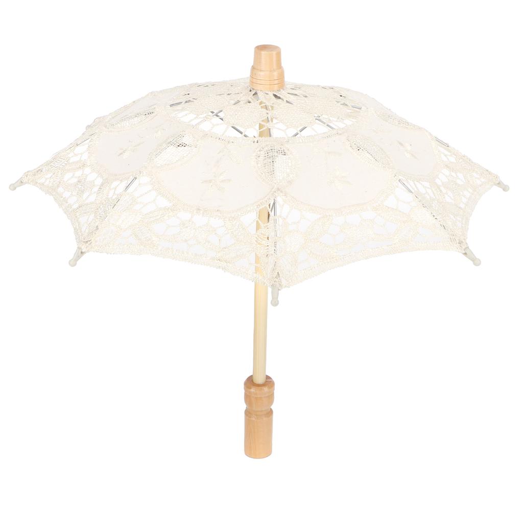 Lace Umbrella Parasol Vintage Wedding Bridal Umbrella for Photo Costume Party SuppliesS Beige