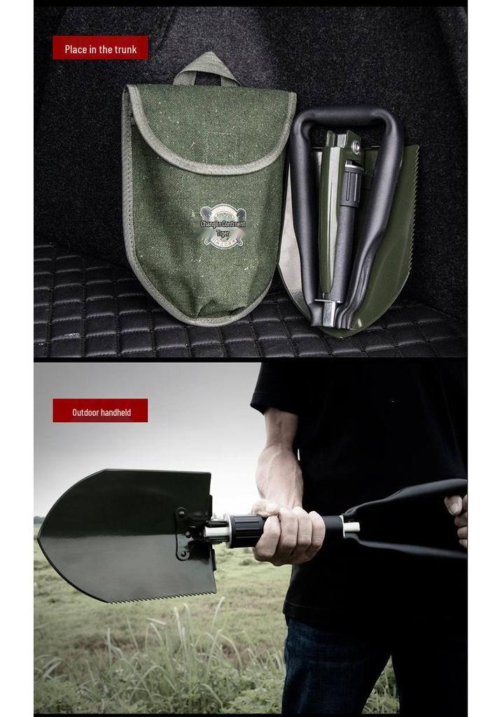 Changlin Multi-Functional Manganese Steel Military Shovel, Small & Large, for Outdoor, Camping, Fishing, Car Emergency, Self-Defense