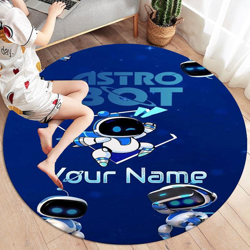 ASTRO BOT Custom Name Round Area Rug,Carpet Rug for Living Room Bedroom Sofa Playroom Decor,Non-slip Floor Mat