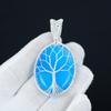 Pendentif Angélite Bleue Pierre Gemme Naturelle Fait Main Pendentif en Argent Sterling 925, Bijou Enveloppé de Fil, Pendentif Enveloppé de Fil Bijou Arbre de Vie