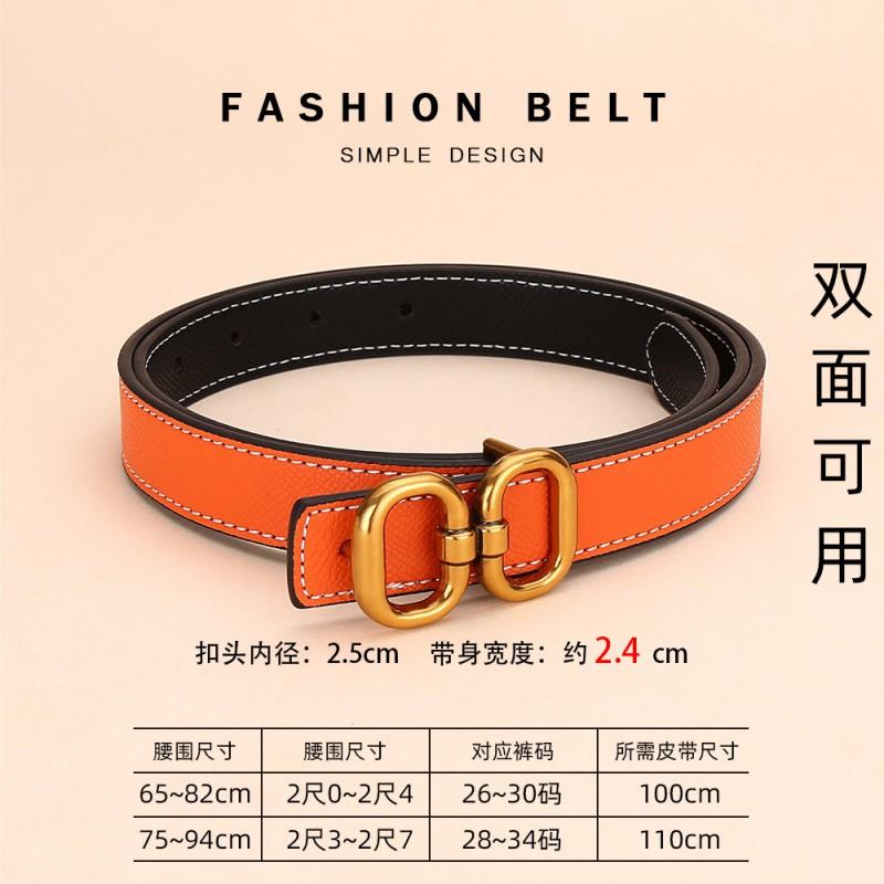 Womens Genuine Leather Belt With Geometric Buckle Stylish Casual Waistband Jeans Office Daily Wear