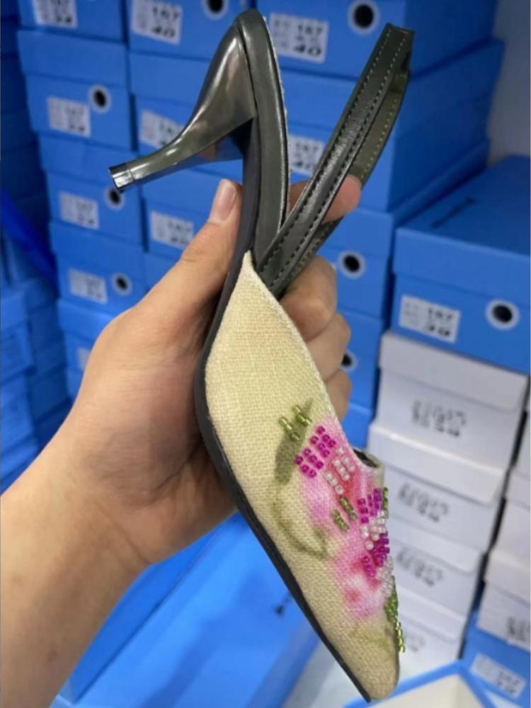 

Модные женские цветочные босоножки на высоком каблуке с острым носком, модные гладиаторские высокие каблуки, вечерние платья, лето 2025 39