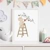 Boho Cartoon Farm Animals Wall Art Canvas Painting Rabbit Bear Bee Flower Posters and Prints Pictures for Baby Kids Room Decor