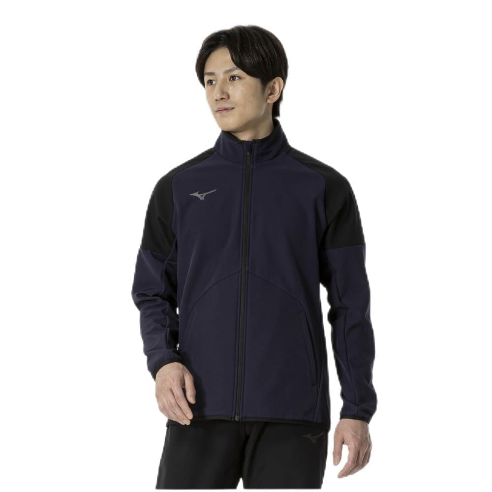 Mizuno Techseal Training and Deep Navy X Black Jacket, Water-Repellent, Windproof, Stretch, 32MEB651,