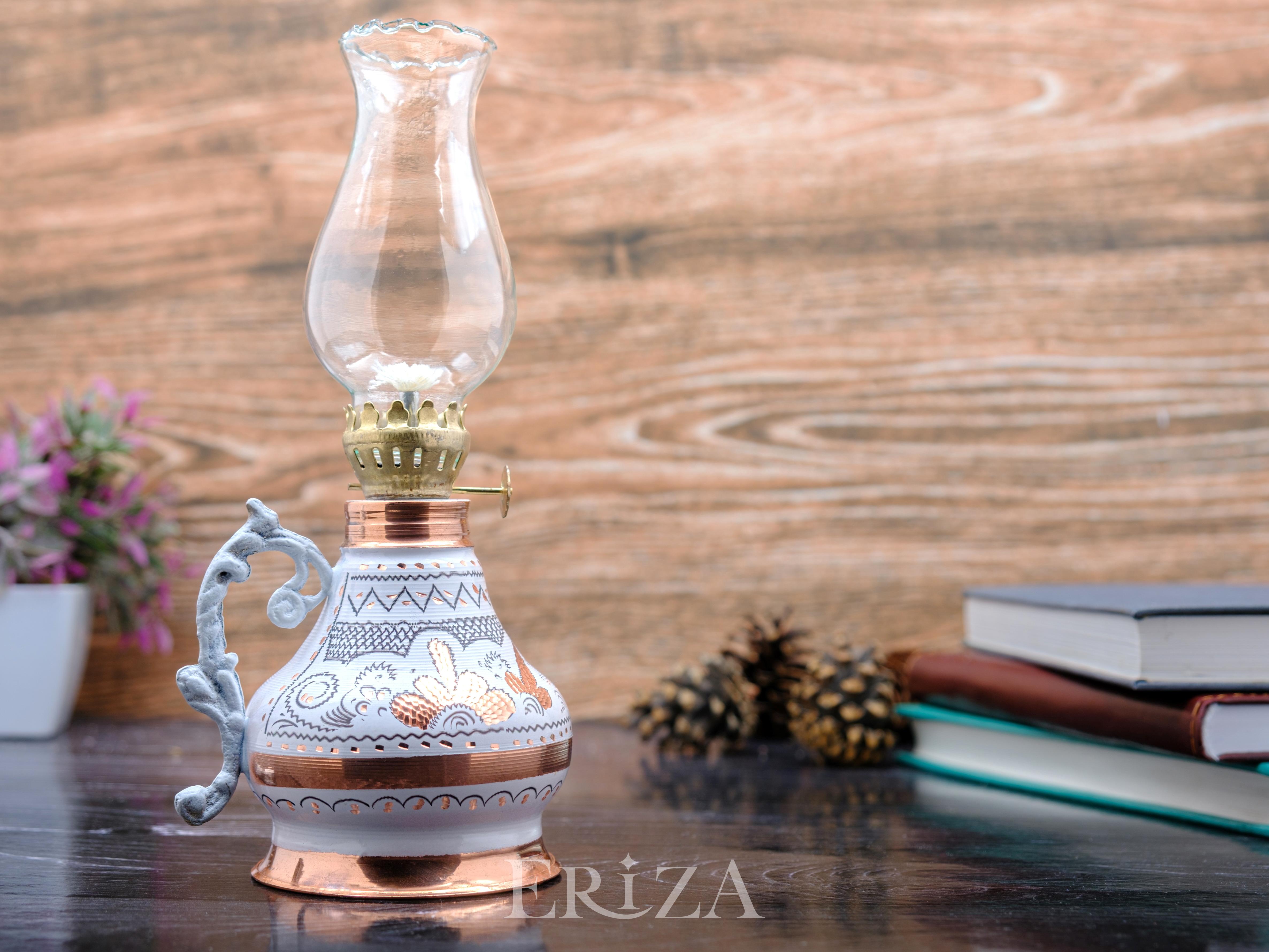 

Набор старинных медных масляных ламп ручной работы с подносом ONLY LAMP белый