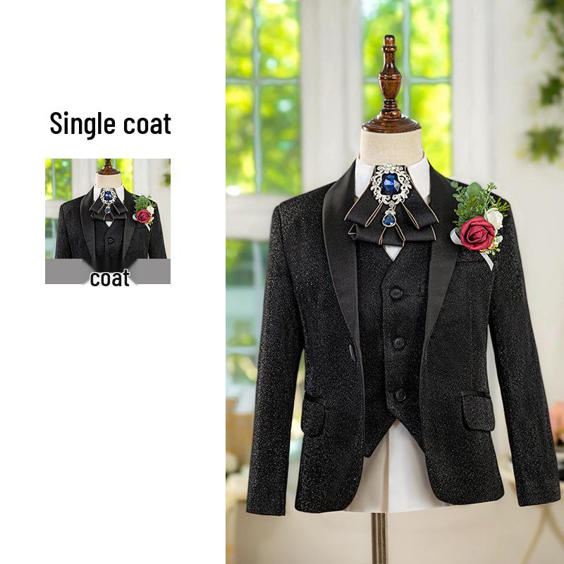 Boys' Silver Sequin Suit Set - Performance & Ceremony Outfit