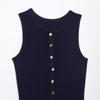 2025 Spring Women's European & American Slim Knit Sleeveless Single-Breasted High-Waisted Dress