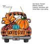 Retro Plaid Pickup Truck Decor Hello Fall Wooden Hanging Sign, Ornaments, Wall Pendant Front Door with Pumpkin And Maple Leaf for Autumn Harvest
