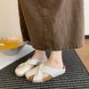 French bag head half slippers women's fashion 2025 new summer flat bottom soft sole temperament one foot cool slippers women's shoes