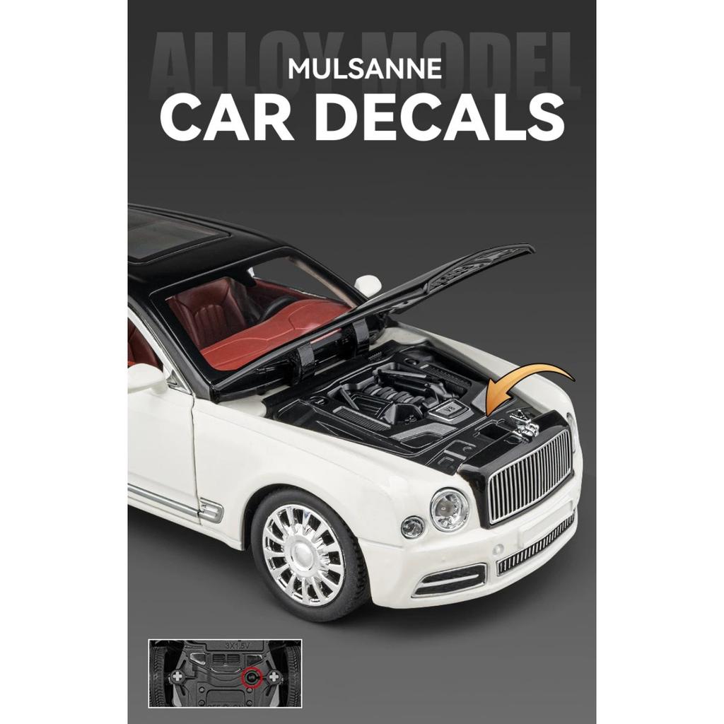 1/24 Bentley Mulsanne Alloy Car Diecasts & Toy Vehicles Car Model Sound and Light Pull Back Car Toys for Kids Gifts