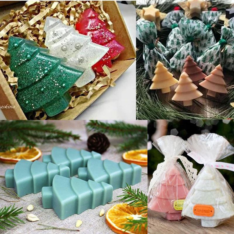 Christmas Tree Cake Pan 3D Silicone Baking Mold Breakable Chocolate Candy Candle Soap Cupcake Topper Decorating Tools Kitchen
