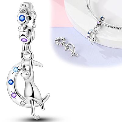 Pingentes Simples de Lua Estrelas Gato Cobre Banhado Autênticos Pingentes de Contas Compatíveis Com Pingentes de Contas Autênticos Pingentes de Contas Joias Presentes Ideais Para W