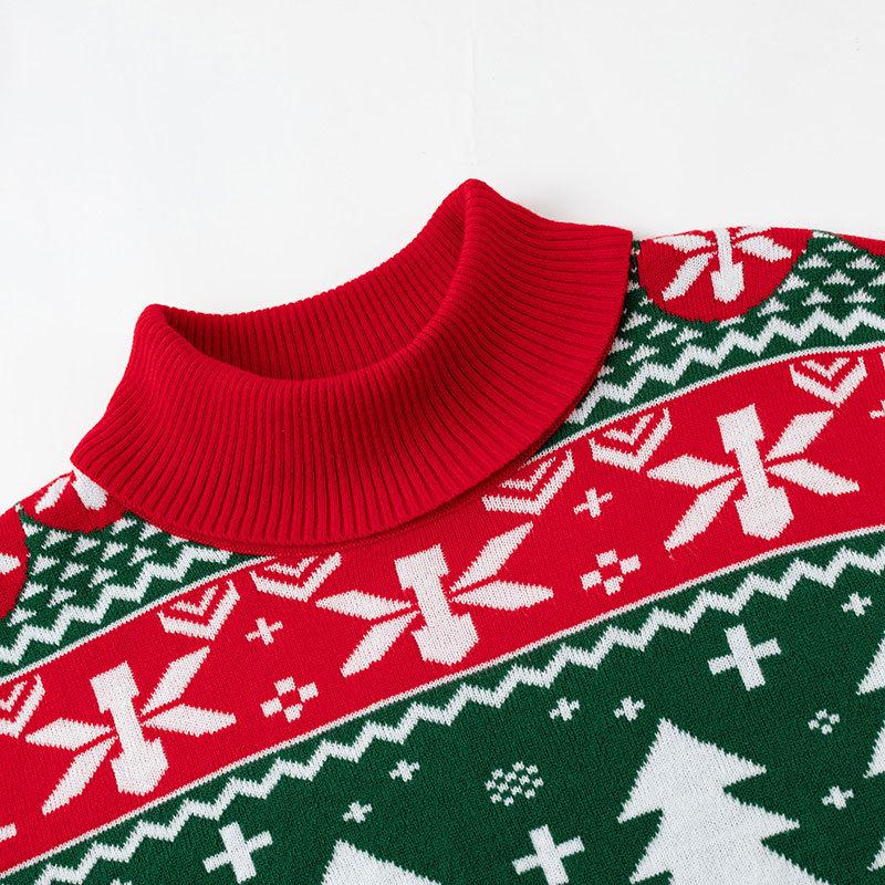 European & American 2026 Men's & Women's High Collar Custom Christmas Sweater - Jacquard Knitwear