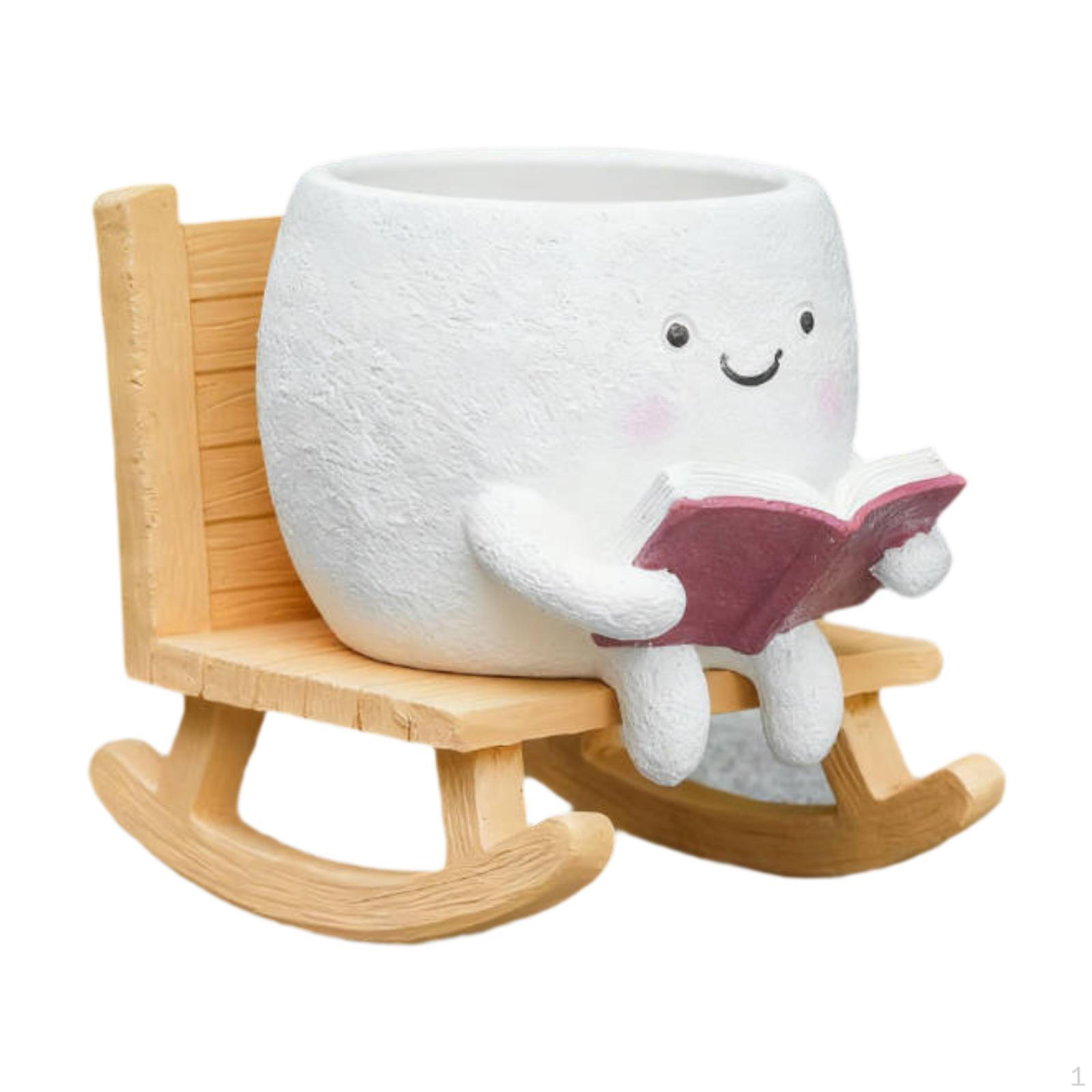 

Face Planter Pot Flowerpot Creative Unique Rocking Chair Flower Resin for Fence Garden 9.2x12.8x11.3cm