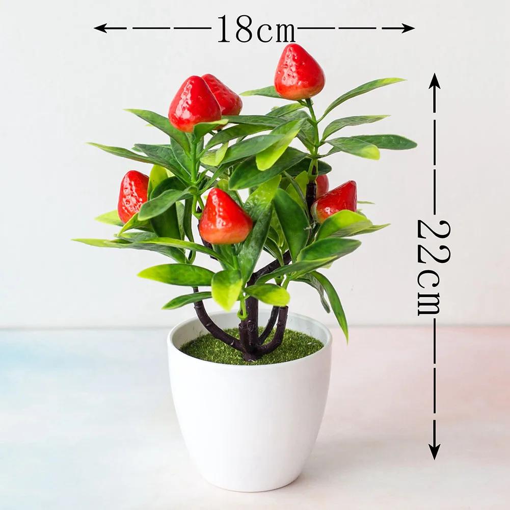 1PCS Artificial Bonsai Fake Plant Flower Potted Simulated Plastic Fruit Potted Plants Livingroom/Bedroom Home Garden Decorative