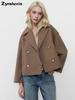 Wool Coat for Women Autumn Simple Overcoat Double Button Female Jacket