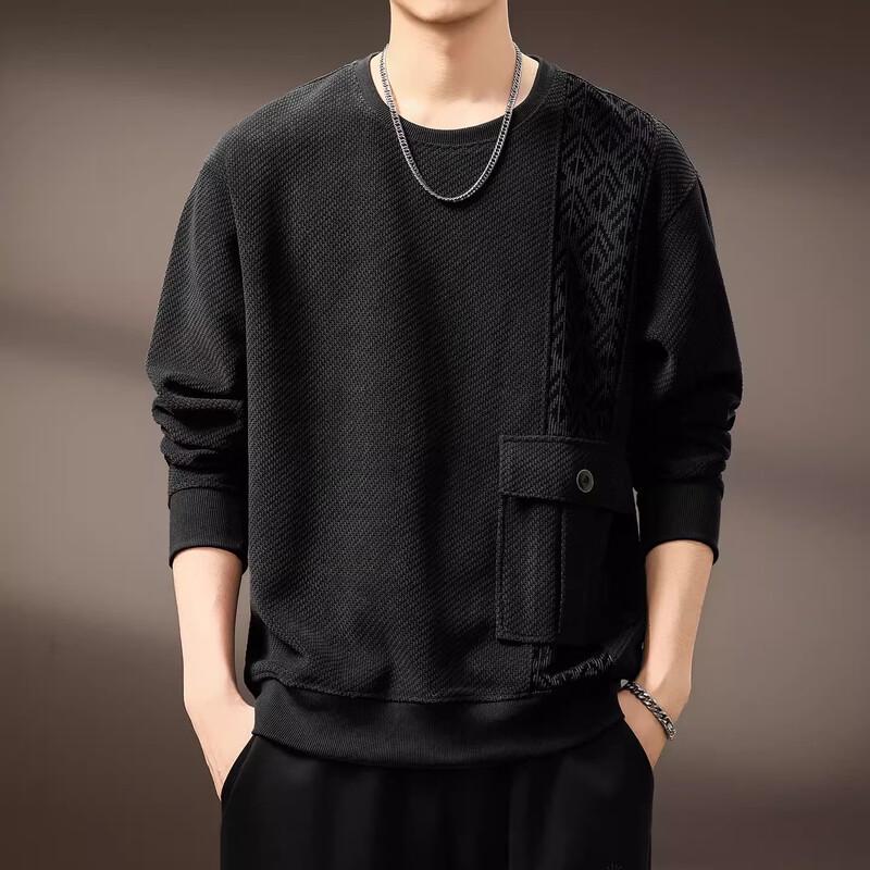 Мужская американская ретро толстовка с пэчворком и жаккардовым узором M