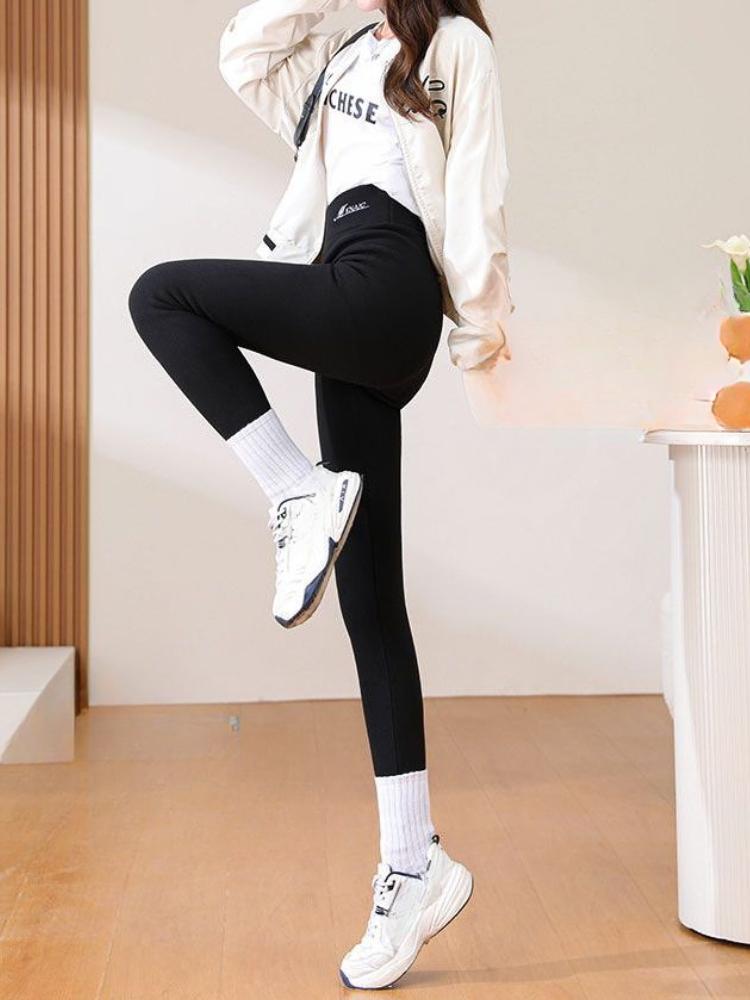 Leggings invernali eleganti Pantaloni a vita alta Leggings termici in velluto da donna Ispessiti Casual Pantaloni caldi Pile Elasticizzato Abiti spessi