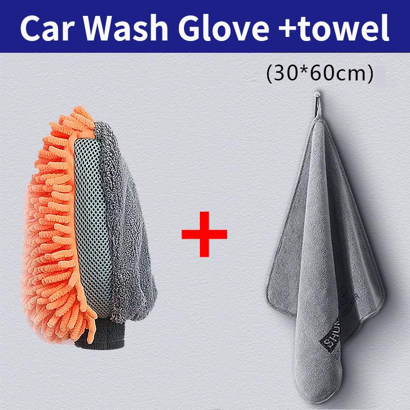 Waterproof Car Wash Microfiber Chenille Gloves Thick Car Cleaning Mitt Wax Detailing Brush Auto Care Double-faced Glove