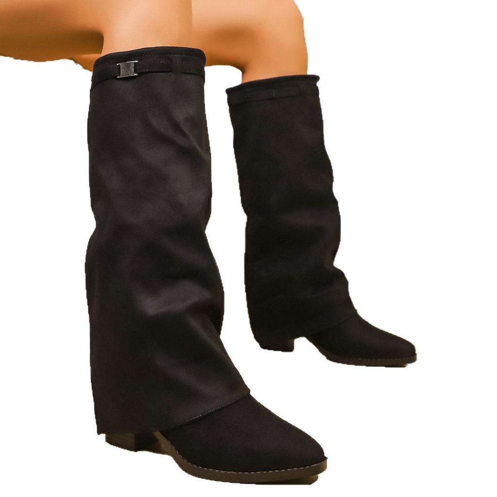 Large size thick high-heeled warehouse tube boots for women, new high boots for autumn and winter 2025, fashion boots for women