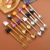 Halloween Gifts Stainless Coffee Spoons Halloween Pendant Cake Fork Theme Party Dining-table Cutlery Set