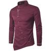Men's Casual Slim Shirt Striped Solid Color Irregular Shirt Loose Plus Size Shirt