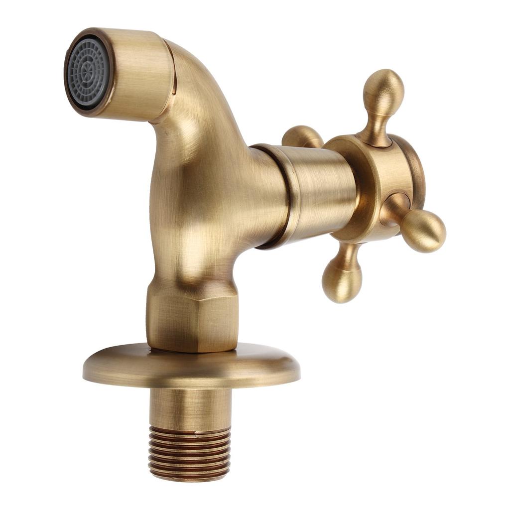 Wall Mounted Vintage   Brass Faucet Single Cold Water Tape for Kitchen Sink Mop Pool ( )