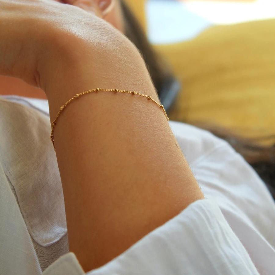 CARLIDANA Stylish Orbit Chain Bracelet Jewellery Stainless Steel Gold Plated Adjustable Beaded Cable Multi Layer Link Bracelet