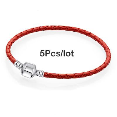 5 Piezas / Lote Venta Pulseras de Abalorios Populares DIY Elegante Cadena de Cuero Abalorios Pulseras Brazaletes Para Mujeres Joyería Regalo