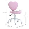 Silla giratoria, Bonito diseño de corazón, Altura regulable, Funda de tela con aspecto de lino, Rosa, 42 x 50 x 79-89 cm