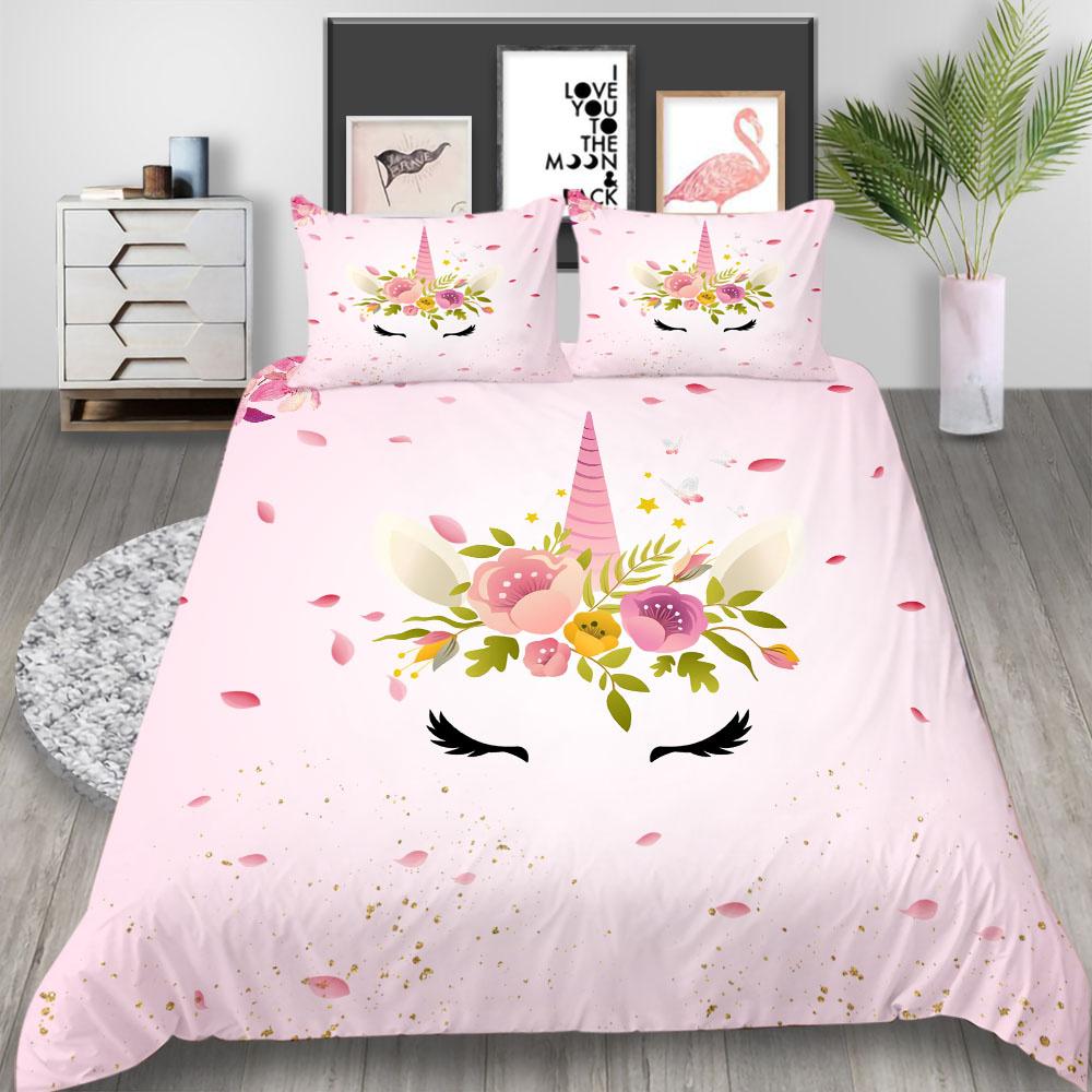 2023 New Style Unicorn Pattern Bed Cover Set Soft Home Textiles Bedding Suit with Pillowcase Boy Man Duvet Covers Girls Comforter Cover Suit