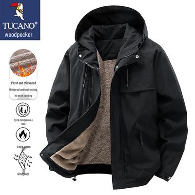 Men's Hooded Fleece Lined Utility Jacket