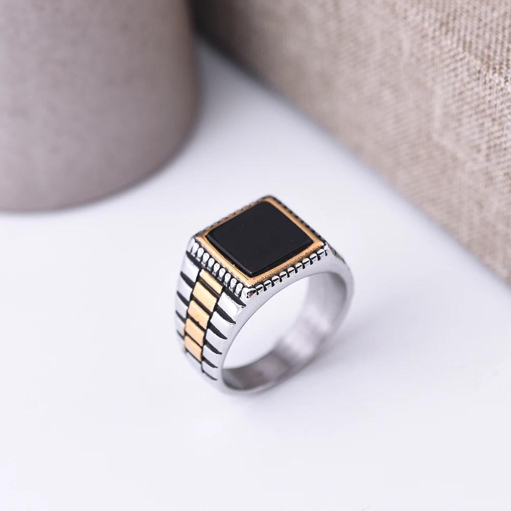 Men's 316LStainless Steel High Quality Onyx Rings Classic Trend Jewelry