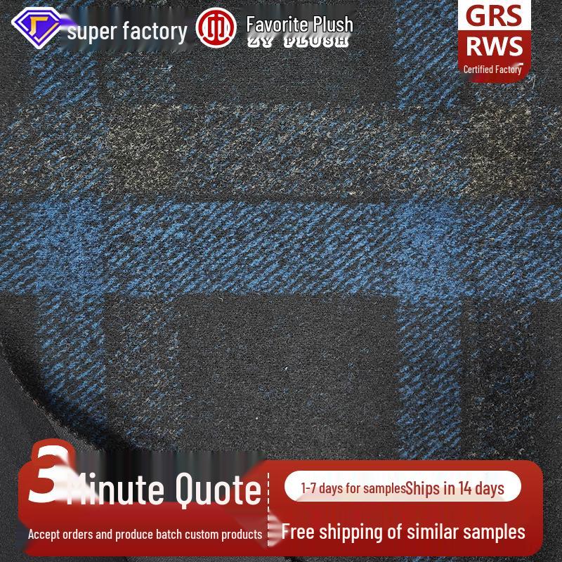 

Blue Striped Plaid Woolen Knit Coat - Handmade Warm Overcoat Color Card: 10×10cm Sample for Reference