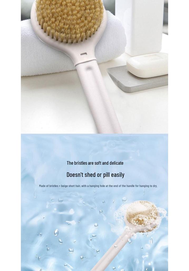 Exfoliating Dual-Bristle Shower Brush with Detachable Head and Long Handle
