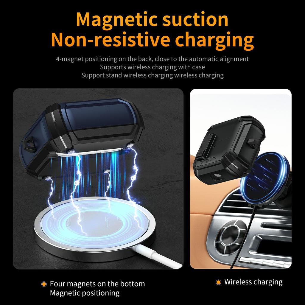 For Samsung Galaxy Buds3 Pro/Buds3 Case TPU + PC Magnetic Case Stand Bluetooth-Compatible Earbuds Cover with Carabiner