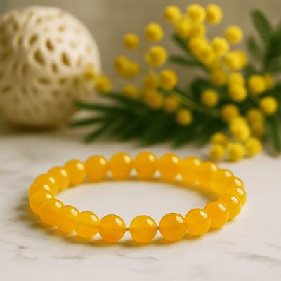 Honey Crystal Beaded Stretch Bracelet 8mm