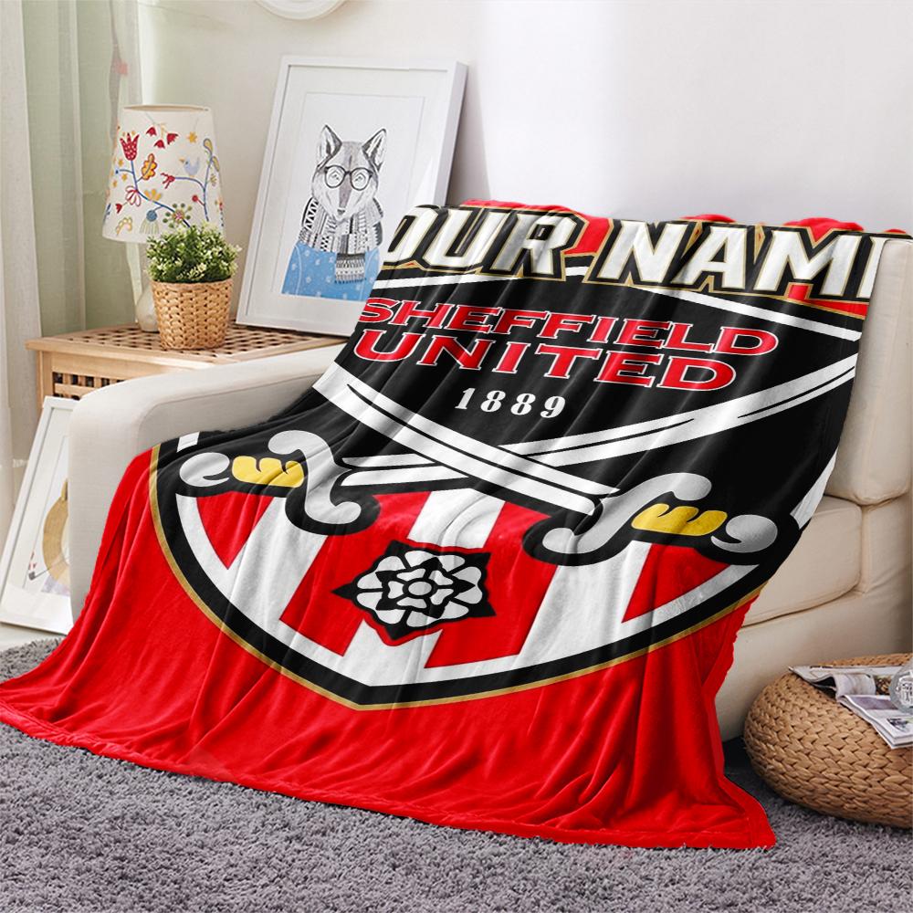 1PC Custom Name Sheffield United FC Patterned Flannel Blanket Suitable For All Seasons for Home Decor Warmth and Comfort Gifts Holiday Present