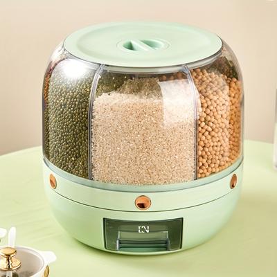 1pc Rotating Rice Bucket, Clear Large Capacity Cereal Container, Moisture-proof Insect-proof Sealed Storage Containers