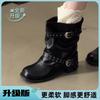 Retro sweet cool babes style black rivet fashion boots women's autumn new versatile fashion super fire Martin boots
