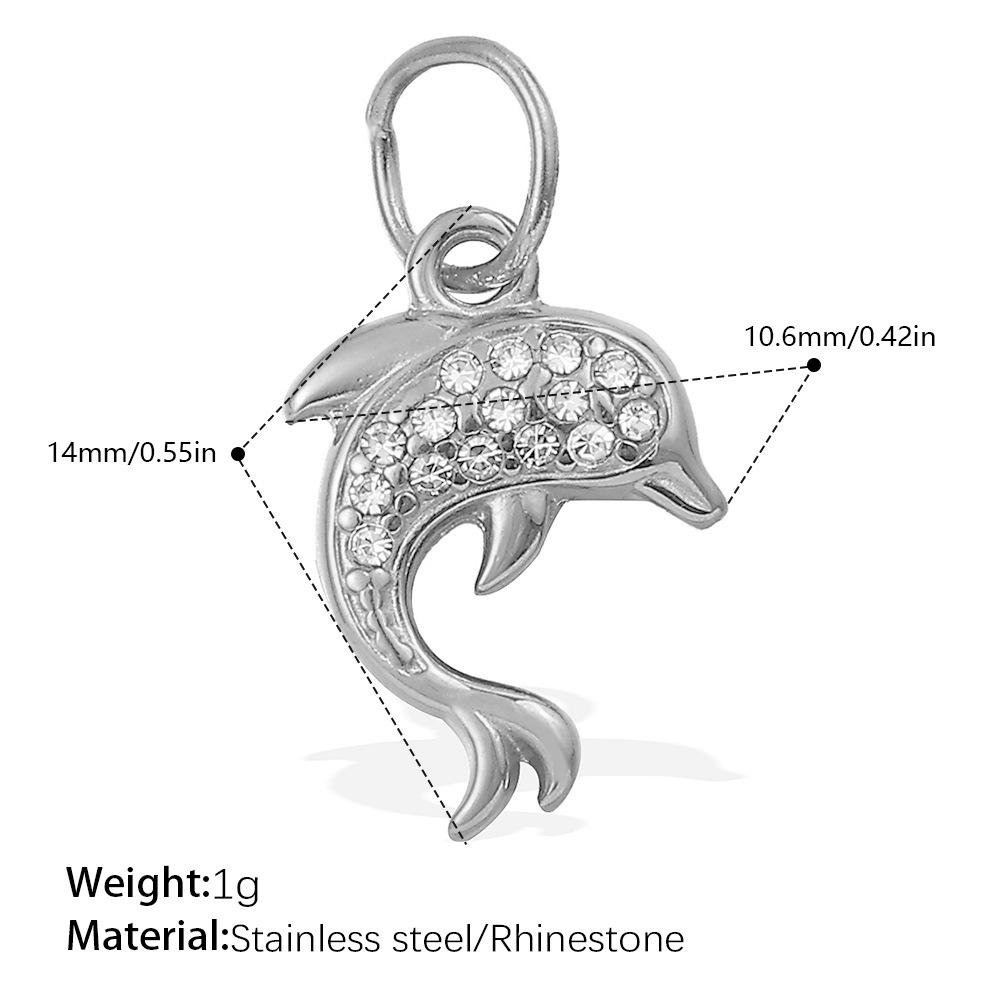 Beach Wind Delicate Inlaid Rhinestones Starfish Coconut Tree Pendant Diy Necklace Pendant Stainless Steel Bracelet Accessories