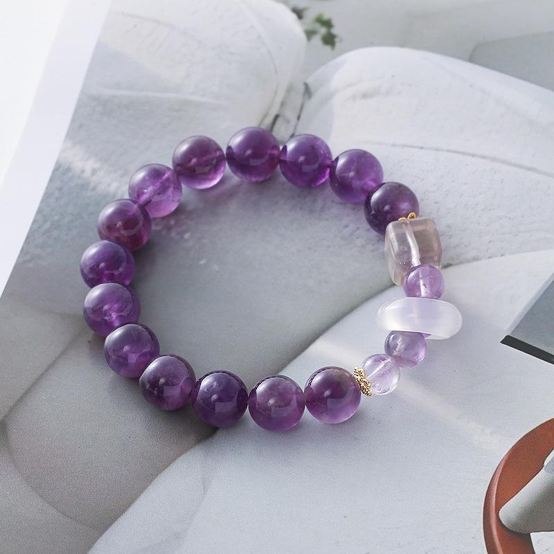 Natural Amethyst Square Beaded Bracelet For Women Handmade Natural Stone Fashion Jewelry Daily Wear Gift