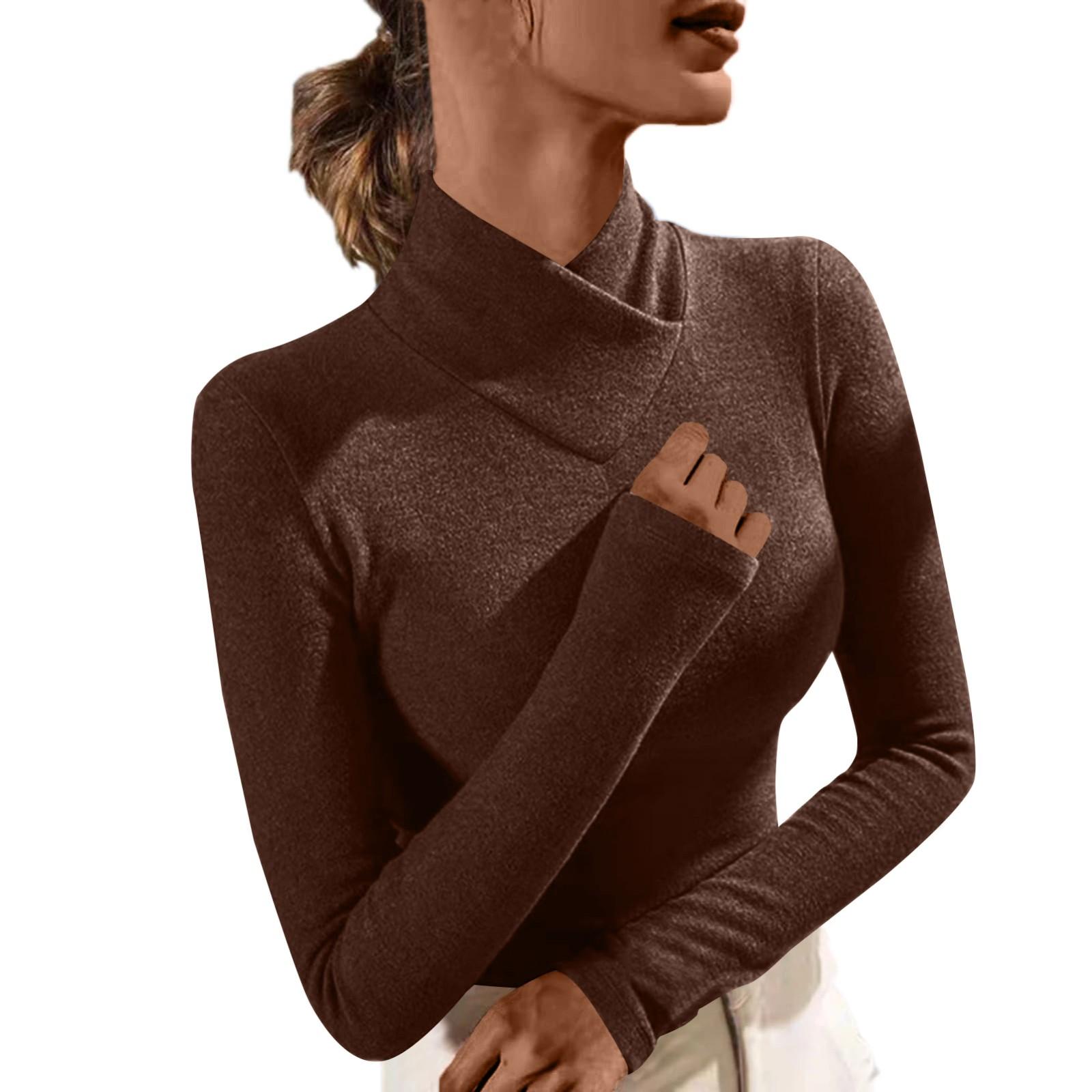 

Женский модный однотонный флисовый утолщенный топ с длинными рукавами XL кофейный