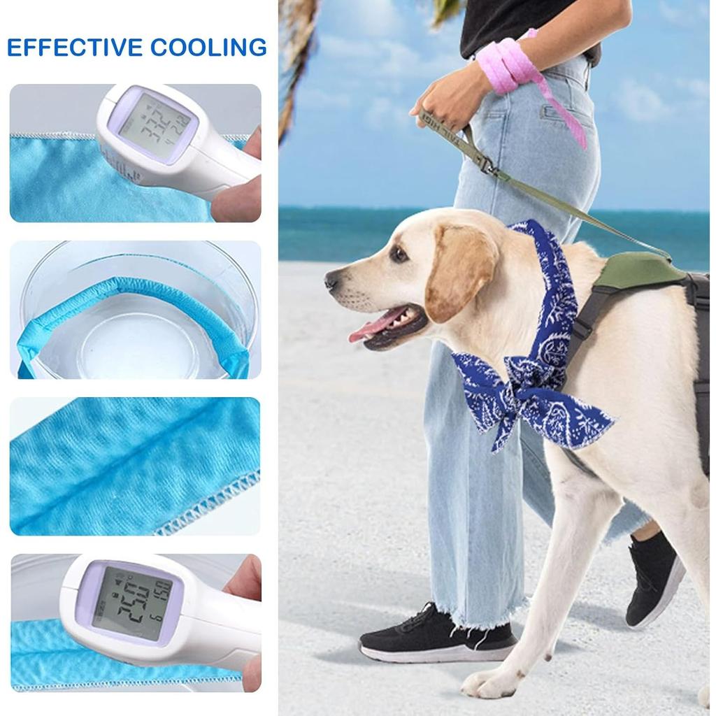 Reusable Pet Cooling Neck Wrap, Summer Cartoon Ice Collar for Dogs Cats, Heat Relief Cold Scarf for Outdoor Walk